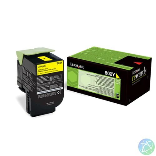 Lexmark 802 toner, eredeti, sárga, 1k (80C20Y0)
