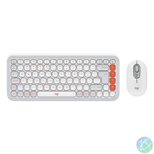 Logitech POP Icon vezeték nélküli billentyűzet + egér szett, US Angol kiosztás, piszkosfehér (920-013141)