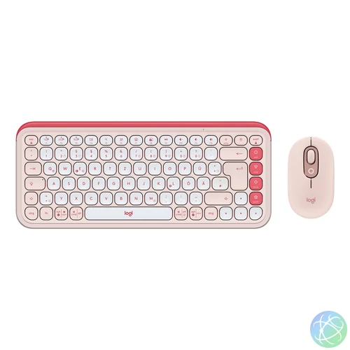 Logitech POP Icon Combo vezeték nélküli billentyűzet- és egérkészlet, német kiosztás, rózsaszín (920-013108)