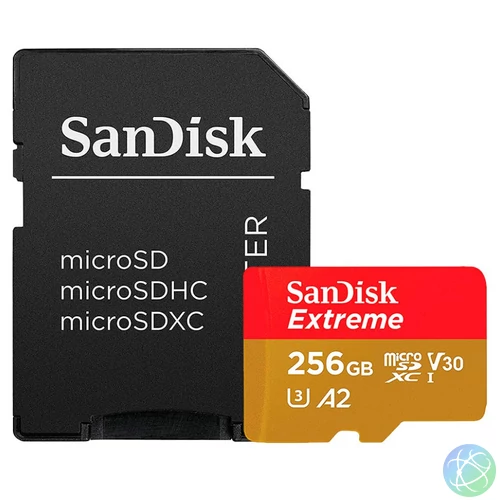 EXTREME PLUS MICROSDXC 256GB+SD ADAPTER 200MB/S 140MB/S A2 C10 V