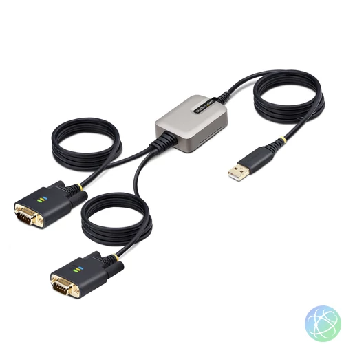 StarTech.com 2P6FFC-USB-SERIAL csatlakozó átlakító USB-A 2 x DB-9 RS-232 Fekete, Szürke