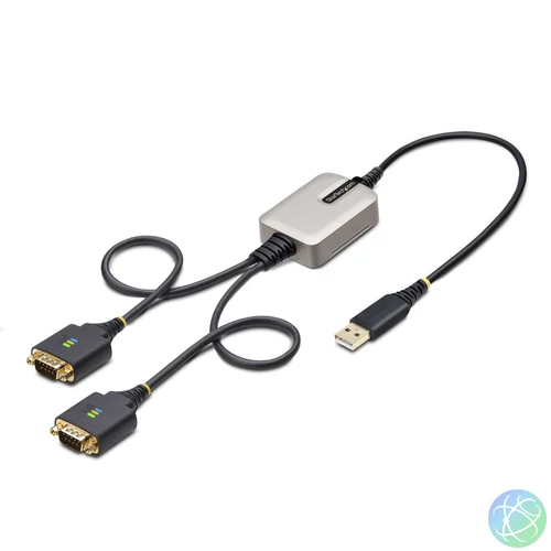 StarTech.com 2P1FFC-USB-SERIAL csatlakozó átlakító USB-A 2 x DB-9 RS-232 Fekete, Szürke