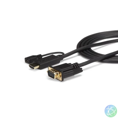 StarTech.com HD2VGAMM10 video átalakító kábel 3 M VGA (D-Sub) HDMI + Micro USB Fekete