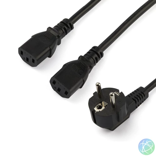 StarTech.com PXT101YEU2M tápkábel Fekete 2 M CEE7/7 2 x C13 csatlakozó