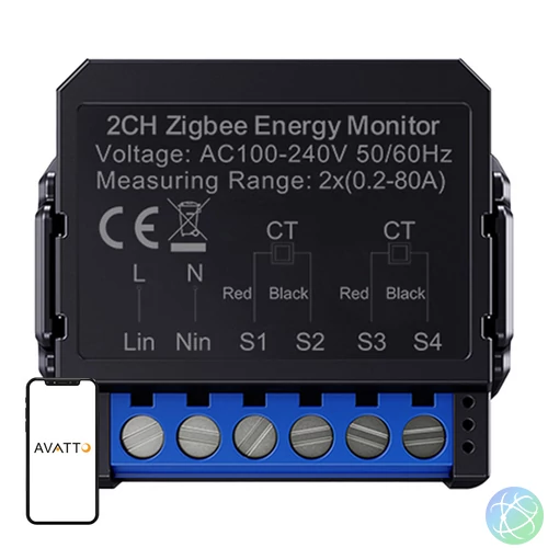 Avatto ZigBee intelligens kétirányú energia mérő ZWPM16-2