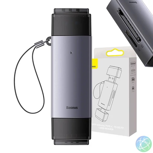 Baseus Lite Series SD/TF memóriakártya olvasó, USB + USB-C (szürke)