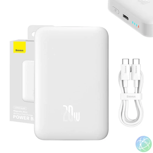 Baseus Magnetic Mini Powerbank, USB-C, 10000mAh, 20W, MagSafe (fehér)