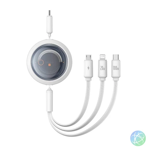 Gyors töltőkábel 3in1 Baseus Free2Draw USB-C USB-C/Lightning/Micro 100W, 1,1m (fehér)