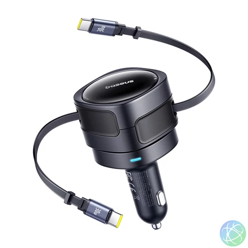Baseus Enjoyment Max autós töltő USB-C+USB-C kábelekkel 60W Fekete