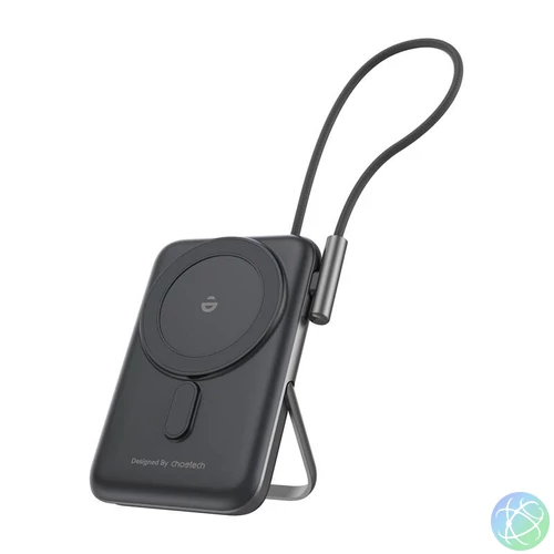 Choetech B735 mágneses powerbank 10000mAh 20W PD + USB-C kábel (fekete)