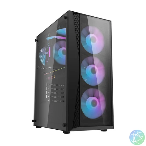 Darkflash DK352 Plus számítógépház + 4 ARGB ventilátor (fekete)