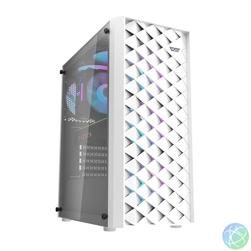 Darkflash DK351 számítógépház + 4 RGB ventilátor (fehér)