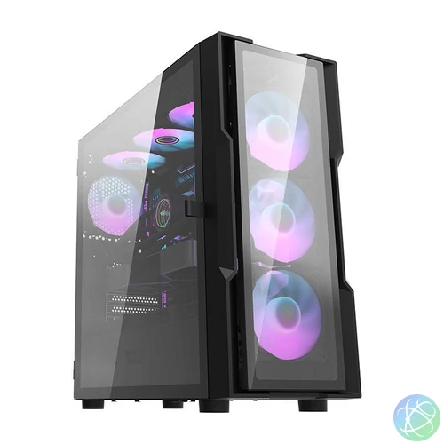 Darkflash DK431 Glass számítógépház + 4 RGB ventilátor (fekete)