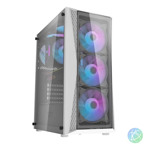 Darkflash DK352 Plus számítógépház + 4 ARGB ventilátor (fehér)