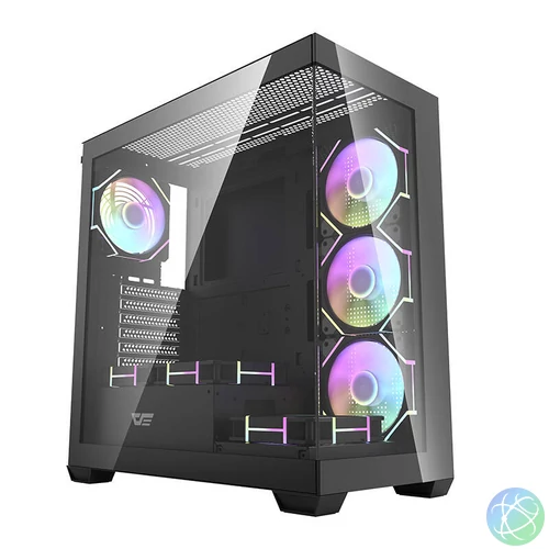 Darkflash DS900 számítógépház (fekete) + 7 ARGB ventilátor
