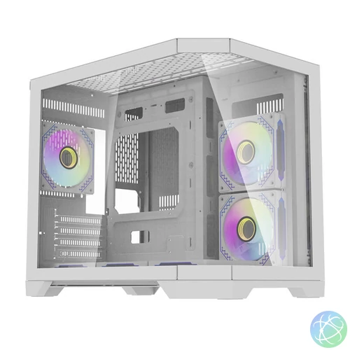 Darkflash FT418 számítógépház + 6 ARGB ventilátor (fehér)