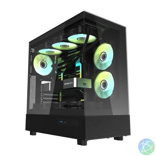 Darkflash DPX90 számítógépház (fekete) + 3 ventilátor