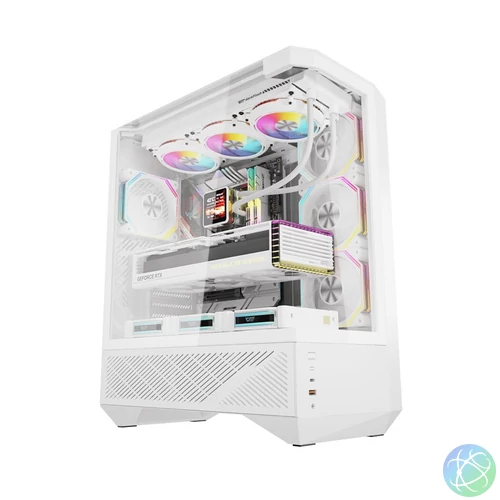 Darkflash DY460 számítógépház (fehér) + 4 ARGB ventilátorok