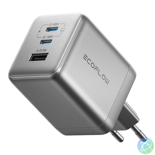 EcoFlow RAPID Pro hálózati töltő, 2xUSB-C, 1xUSB-A, GaN, 100 W