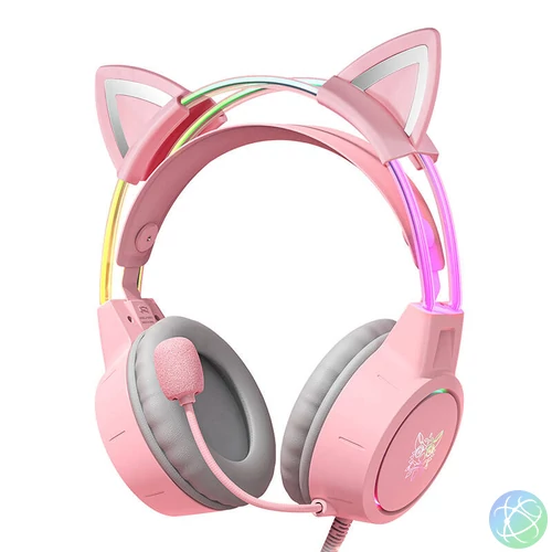 ONIKUMA X15Pro Gaming fejhallgató rózsaszín/macskafülek