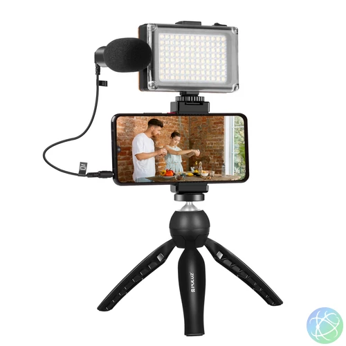 Puluz élő felvétel készlet állvány + LED fény + mikrofon + telefoncsipesz PKT3132B