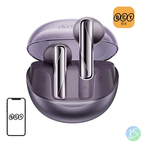 TWS QCY AilyBuds Clear T32 fejhallgató (lila)
