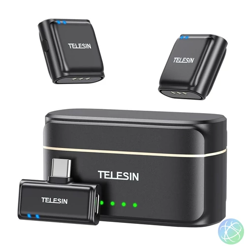 TELESIN vezeték nélküli nyakkendő mikrofon + powerbank telefonokhoz (USB-C)