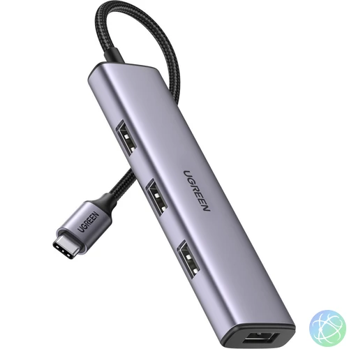 UGREEN CM473 4 az 1-ben USB-C–4x USB 3.0 hub (szürke)