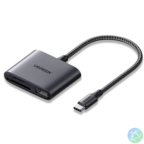 UGREEN CM387 SD és TF kártyaolvasó, USB-C (fekete)