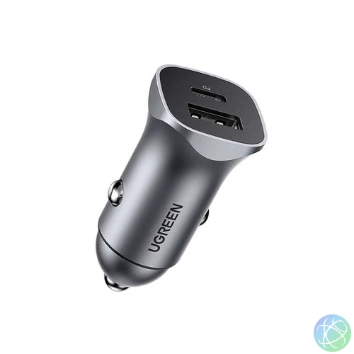 UGREEN CD130 autós töltő, USB-A+PD 3.0, USB-C, QC3.0 30W (szürke)