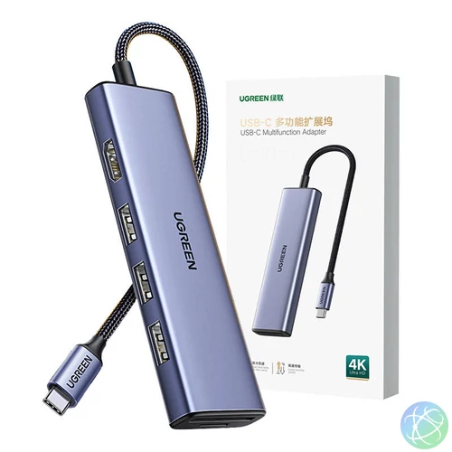 UGREEN CM511 USB-C–HDMI adapter, 3× USB-A 3.0, SD/TF