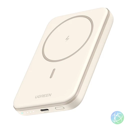 Mágneses Powerbank 5000mAh Ugreen PB560, USB-C, 15W (bézs)
