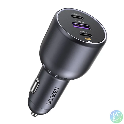 UGREEN EC705 2x USB-C + USB autós töltő, 130W (fekete)