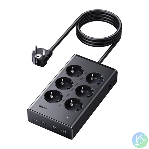 UGREEN S622 elosztó, 20 W, 6x AC, 3x USB, USB-C, 1,5 m-es kábel