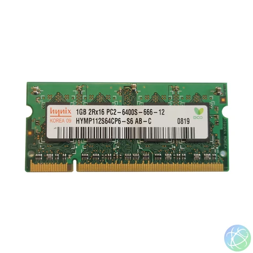 1GB, DDR2, 800MHz notebook memória (PC2-6400S-666, HYMP112S64CP6-S6)