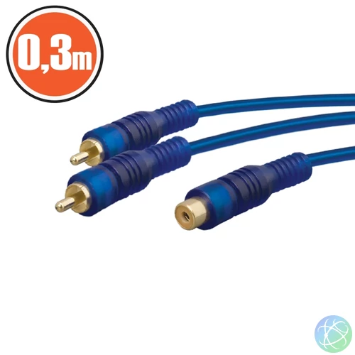 RCA elosztó kábel 2*apa - 1*anya autó Hi-fi rendszerekhez 20147