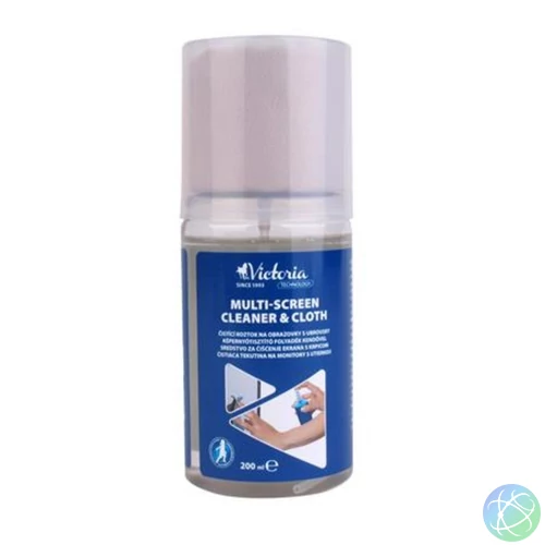 Tisztítófolyadék, képernyőhöz, pumpás, kendővel, 200 ml