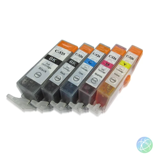 PGI-525Bk - CLI-526 CMYBk set - 5db-os utángyártott chipes patron csomag