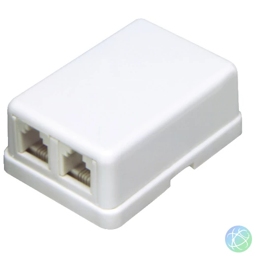 Telefon aljzat, fali / falon kívüli dupla 4P/6c TS 2M/WH