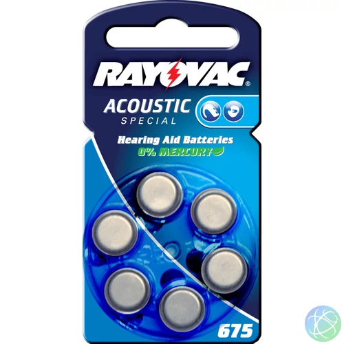 Elem, hallókészülékhez ZA675-PR44-AC675-DA675 Rayovac 6db-os csomag