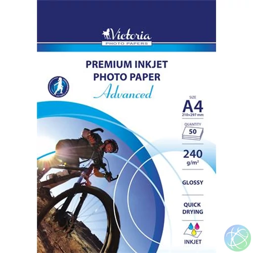 Fotópapír, A4, 240 g, fényes, tintasugaras, 50 ív, "Advanced"