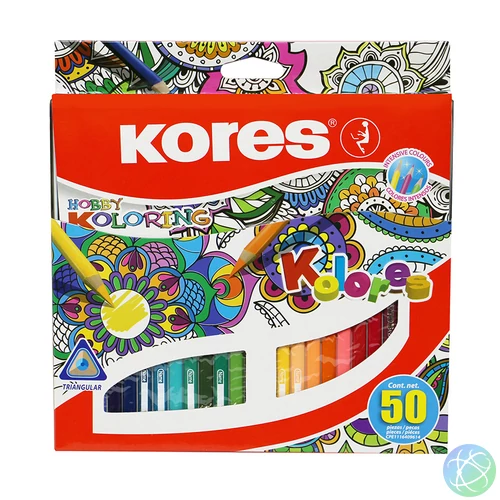 Triangular 50 színű színes ceruza készlet
