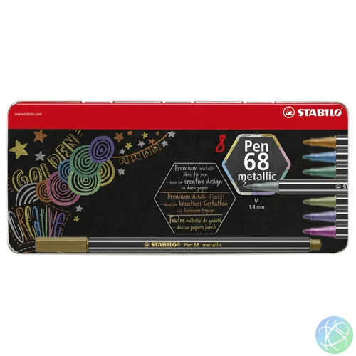 Pen 68 metallic Rostirón készlet fém dobozban, 8 szín