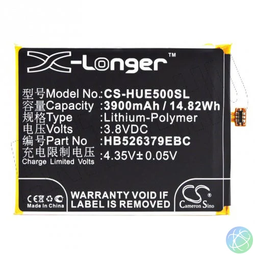 Akku, mobil  Y6 Pro 3900 mAh / 14,8 Wh / 3,8 VHB526379EBC   P9E5 utángyártott 