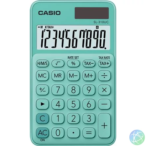 Zsebszámológép, 10 számjegy, CASIO "SL 310", zöld