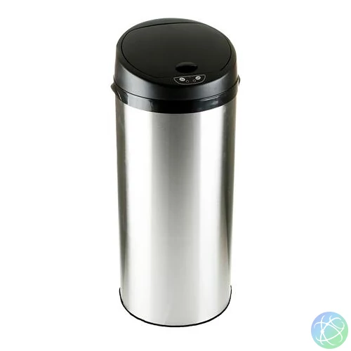 Szenzoros szemetes, rozsdamentes acél, kör alakú, 50 l, ezüst-fekete - sérült