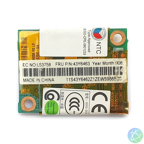 Használt notebook alkatrész, Lenovo 43Y6463 modem kártya, ThinkPad T400