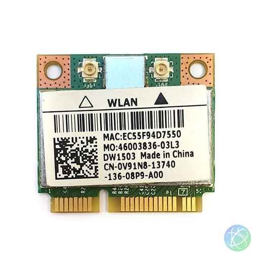 Használt notebook wifi kártya, BCM94313HMG2L mini PCI-E, 802.11b/g/n, Broadcom/Dell/Lenovo