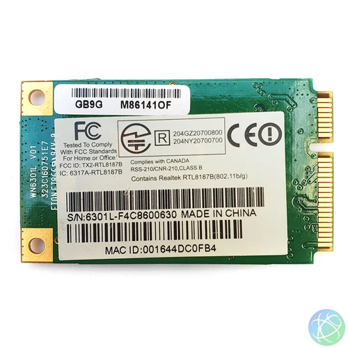 Használt notebook wifi kártya, Realtek WN6301L, mini PCI-E