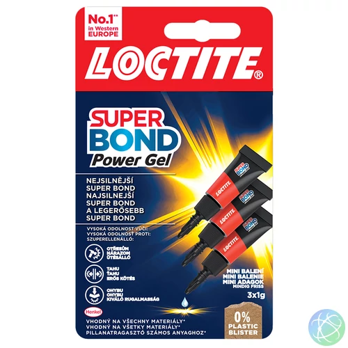 LOCTITE Super Bond POWER Gél Mini Trio pillanatragasztó, 3×1 g